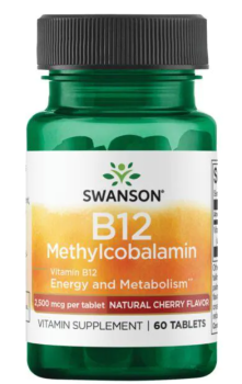 Swanson Vitamin B12 Methylcobalamin (Метилкобаламин витамин В12) вкус натуральной вишни 2500 мкг 60 таблеток
