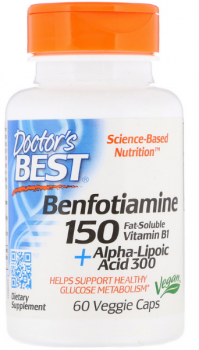 Doctor's Best Benfotiamine 150 + Alpha-Lipoic Acid 300 (Бенфотиамин 150 + альфа-липоевая кислота 300) 60 капсул