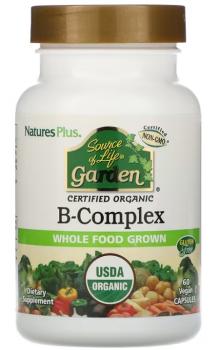 NaturesPlus Source of Life Garden B-Complex (сертифицированный органический комплекс витаминов группы B) 60 растительных капсул