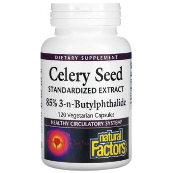 Natural Factors Celery Seed standardized extract (Стандартизированный экстракт семян сельдерея) 120 вегетарианских капсул