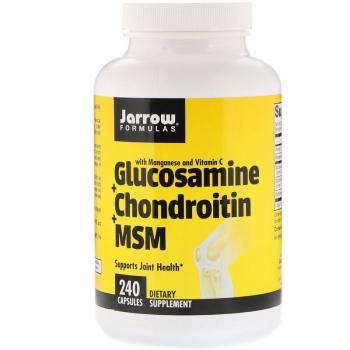 Jarrow Formulas Glucosamine + Chondroitin + MSM with Manganese and Vitamin C 240 капсул, срок годности 08/2023