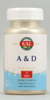 KAL A & D (Витамины А и Д) 10.000 МЕ / 400 МЕ 100 капсул