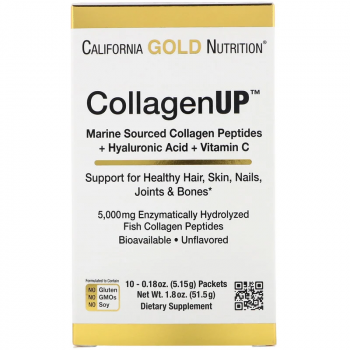 California Gold Nutrition CollagenUp (морской коллаген с гиалуроновой кислотой и витамином С) без вкуса 10 пакетиков