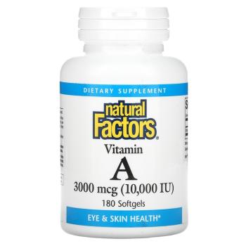 Natural Factors Vitamin A (витамин A) 3000 мкг (10 000 МЕ) 180 капсул