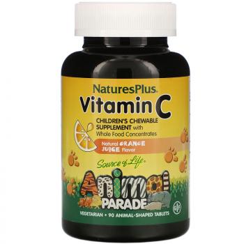NaturesPlus Source of Life Animal Parade Vitamin C натуральный апельсиновый вкус  90 таблеток