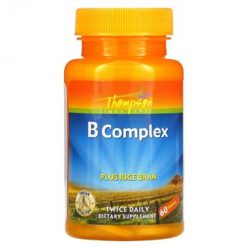 Thompson B Complex (Комплекс витаминов группы B с рисовыми отрубями) 60 таблеток, 03/24