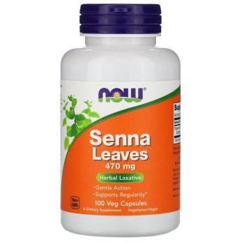 NOW Senna Leaves (Листья сенна) 470 мг 100 капсул, 06/24