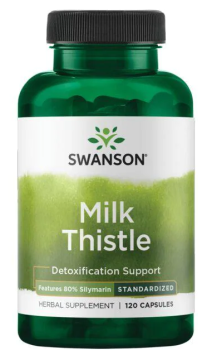 Swanson Milk Thistle Features 80% Silymarin (Расторопша пятнистая - Содержит 80% силимарина) 120 капсул
