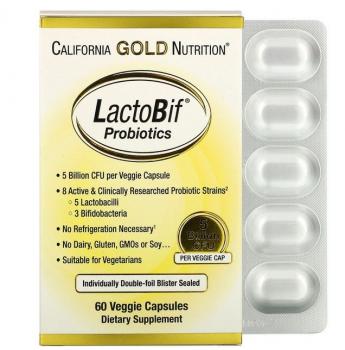 California Gold Nutrition LactoBif Probiotic (Пробиотики) 5 миллиардов КОЕ 60 капсул