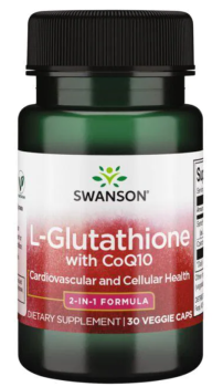 Swanson L-Glutathione with CoQ10 (L-глутатион с Коэнзим Q10) 30 вег капсул, срок годности 01/2024