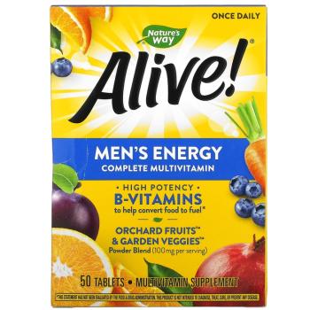 Nature's Way, Alive! Men`s Energy (для мужчин комплекс мультивитаминов и мультиминералов для пополнения запаса энергии) 50 таблеток