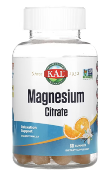 KAL Magnesium Citrate (цитрат магния) со вкусом апельсина и ванили 60 жевательных таблеток