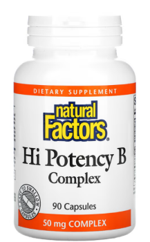Natural Factors Hi Potency B Complex (Высокоэффективный комплекс B) 90 капсул