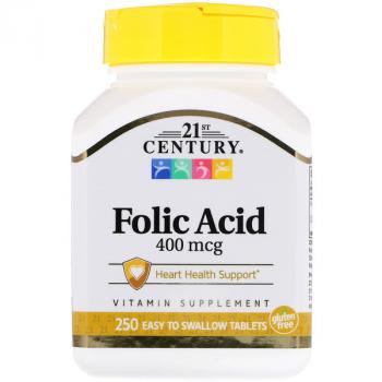 21st Century Folic Acid (Фолиевая кислота) 400 мкг 250 таблеток