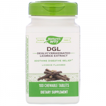 Nature's Way DGL Deglycyrrhizinated Licorice Extract Licorice Flavored (глицирризинат солодки (экстракт) ароматизатор солодки) 100 жевательных таблеток