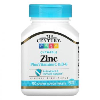 21st Century Zinc Plus Vitamins C & B-6 (цинк с витаминами C и B-6) со вкусом вишни 90 жевательных таблеток
