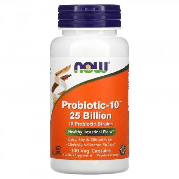 NOW Probiotic-10 25 Billion (Пробиотик-10 25 миллиардов) 100 капсул