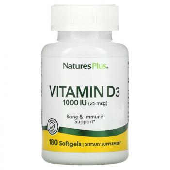 Nature's Plus Vitamin D3 (Витамин D3) 25 мкг (1000 МЕ) 180 капсул
