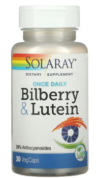Solaray Once Daily Bilberry & Lutein (Черника и лютеин один раз в день) 30 капсул