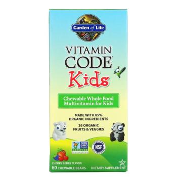 Garden of Life, Vitamin CODE Kids (мультивитамины из цельных продуктов для детей, Вишневый вкус, 60 жевательных медведей