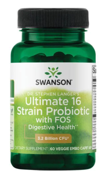 Swanson Dr. Stephen Langer's Ultimate 16 Strain Probiotic with Fos 3.2 Billion CFU (16 штаммов пробиотиков доктора Стивена Лангера 3.2 млрд КОЕ) 60 вег капсул