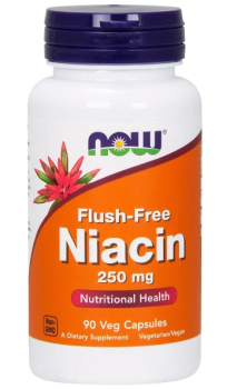 NOW Niacin Flush Free (Ниацин не вызывающий покраснений) 250 мг 90 вег капсул