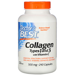 Doctor's Best Collagen Types 1 & 3 with Vitamine C (Коллаген тип 1 и 3 с витамином C) 500 мг 240 капсул