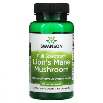 Swanson Full Spectrum Lion's Mane Mushroom (ежовик гребенчатый) 500 мг 60 капсул