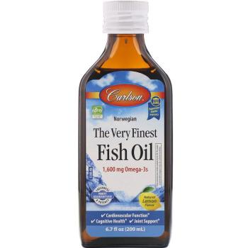 Carlson Labs Norwegian The Very Finest Fish Oil (норвежская серия самый лучший рыбий жир) с натуральным лимонным вкусом 1600 мг 200 мл