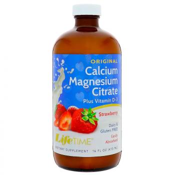 LifeTime Vitamins Calcium Magnesium Citrate Plus Vitamin D-3 (Цитрат кальция и магния, витамин D3) клубника 473 мл