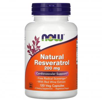 NOW Natural Resveratrol (Натуральный ресвератрол) 200 мг 120 капсул