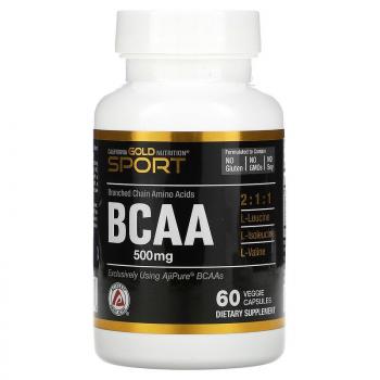 California Gold Nutrition BCAA AjiPure® (аминокислоты с разветвленными цепями) 500 мг 60 капсул