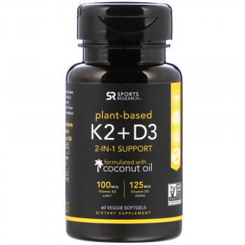 Sports Research Vitamin K2 + D3 100 мкг/125 мкг 60 капсул