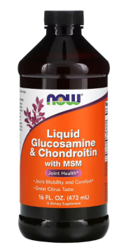 NOW Liquid Glucosamine & Chondroitin with MSM (Жидкий глюкозамин и хондроитин с МСМ) 473 мл