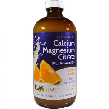 LifeTime Vitamins Calcium Magnesium Citrate Plus Vitamin D-3 (Цитрат кальция и магния, витамин D3) апельсин ваниль 473 мл