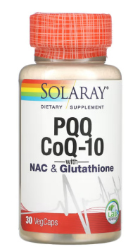 Solaray PQQ & CoQ-10 with Glutathione & NAC (поддержка здоровой сердечно-сосудистой системы) 30 капсул