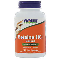 NOW Betaine HCL 648 мг 120 капсул