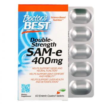 Doctor's Best SAM-e Double Strength 400 мг 60 таблеток покрытых желудочно-резистентной оболочкой