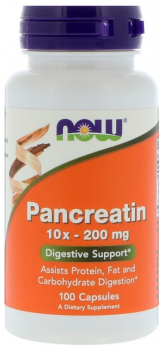 NOW Pancreatin (Панкреатин) 10X - 200 мг 100 капсул