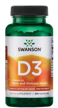 Swanson Vitamin D3 High Potency (Витамин D3  Высокая эффективность) 1000 мкг 250 капсул