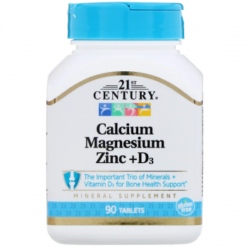 21st Century Calcium Magnesium Zinc + D3 (Кальций магний цинк + D3) 90 таблеток