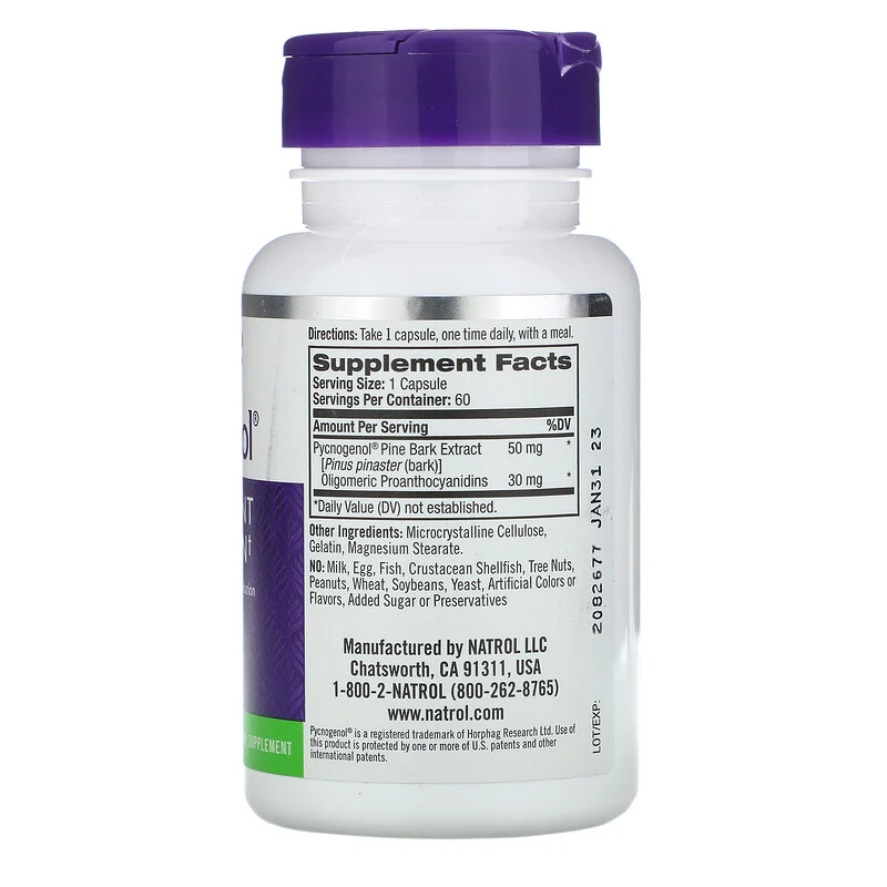 Natrol Pycnogenol 50 мг 60 капсул