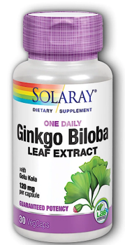 Solaray Ginkgo Biloba Extract 1 Daily (Экстракт гинкго двулопастного 1 раз в день) 120 мг 30 вег капсул
