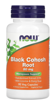 NOW Black Cohosh Root (Корень клопогона) 80 мг 90 вег капсул
