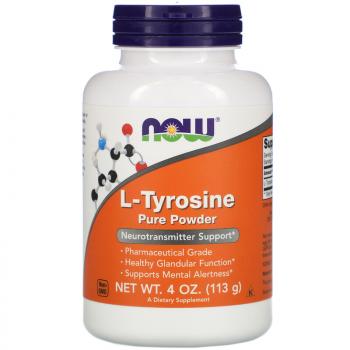 NOW L-Tyrosine (L-тирозин) чистый порошок, 113 гр