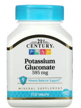 21st Century Potassium Gluconate (Глюконат калия) 595 мг 110 таблеток
