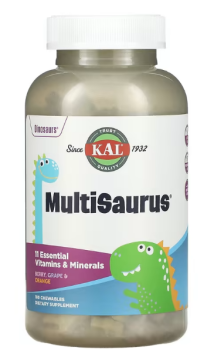 KAL Dinosaurs MultiSaurus (Детские поливитамины) ягоды, виноград и апельсин 180 жевательных таблеток