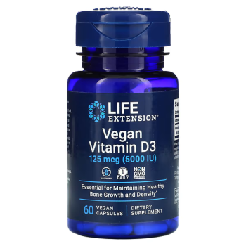 Life Extension Vegan Vitamin D3 (Веганский витамин D3) 125 мкг (5000 МЕ) 60 вег. капсул