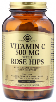 Solgar Vitamin C with Rose Hips (Витамин C с шиповником) 500 мг 250 таблеток