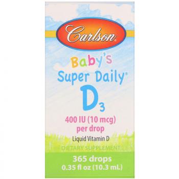 Carlson Labs Baby's Super Daily D3 (витамин D3 для детей) 10 мкг (400 МЕ) 10,3 мл